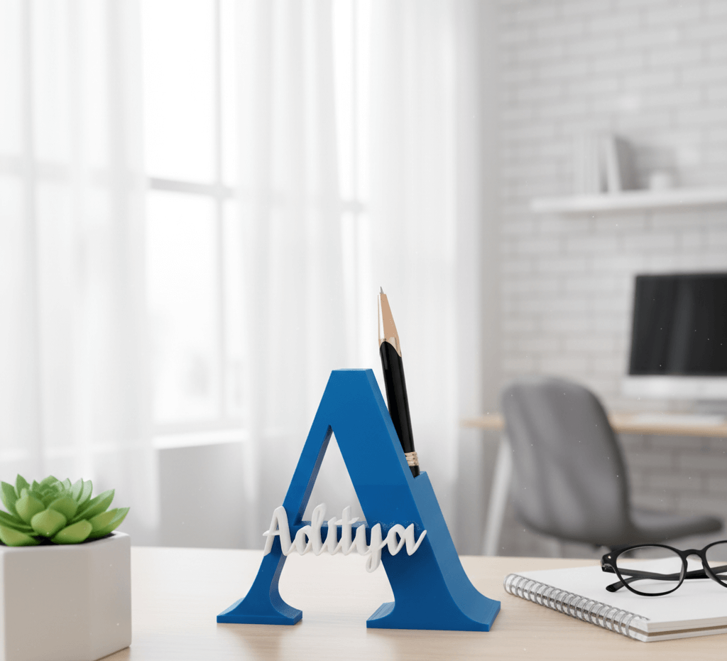Personalized 3D Name Pen Stand - Blue